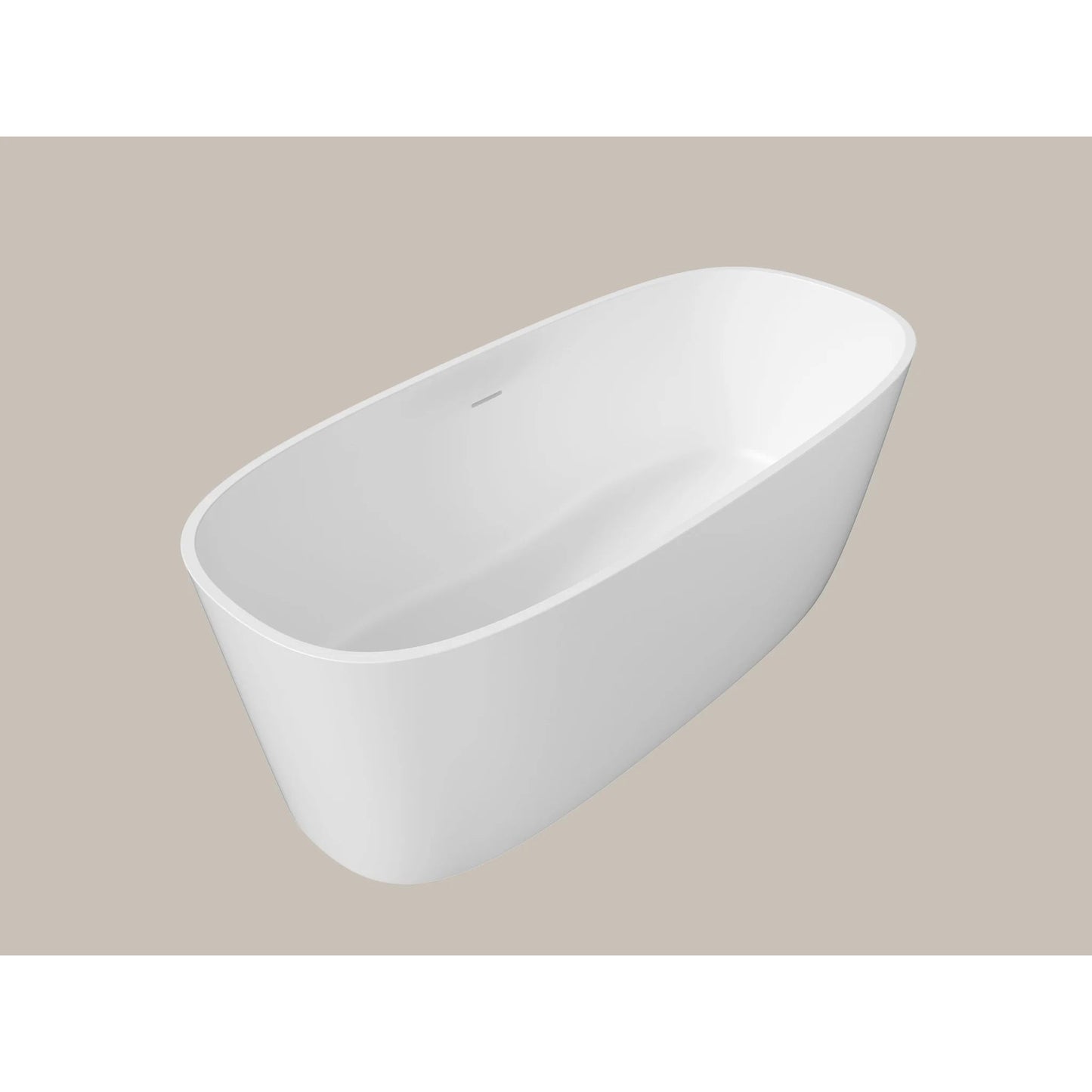 LaToscana Eco-Lapistone Padova 59" White Satin Freestanding Solid Surface Soaking Bathtub