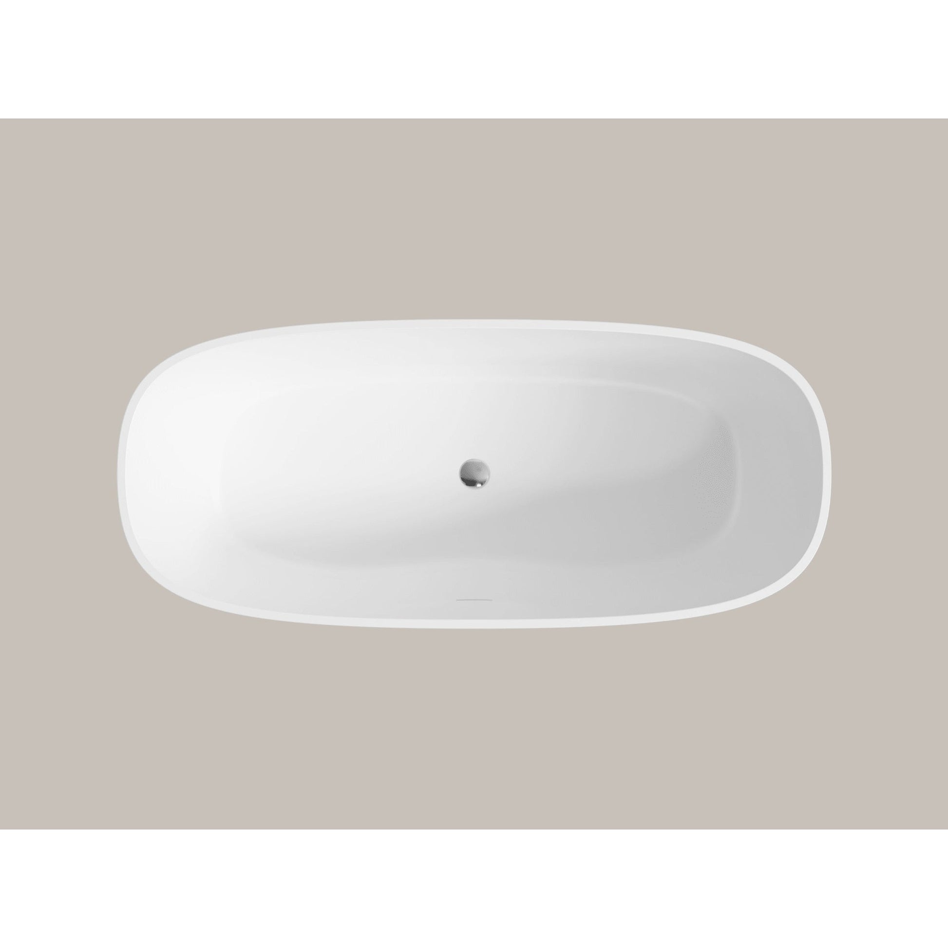 LaToscana Eco-Lapistone Padova 59" White Satin Freestanding Solid Surface Soaking Bathtub