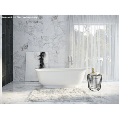 LaToscana Eco-Lapistone Ravenna 67" White Satin Freestanding Solid Surface Soaking Bathtub