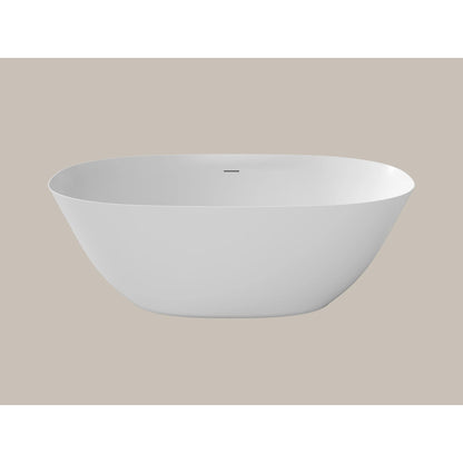 LaToscana Eco-Lapistone Treviso 63" White Satin Freestanding Solid Surface Soaking Bathtub