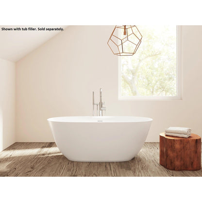 LaToscana Eco-Lapistone Treviso 63" White Satin Freestanding Solid Surface Soaking Bathtub