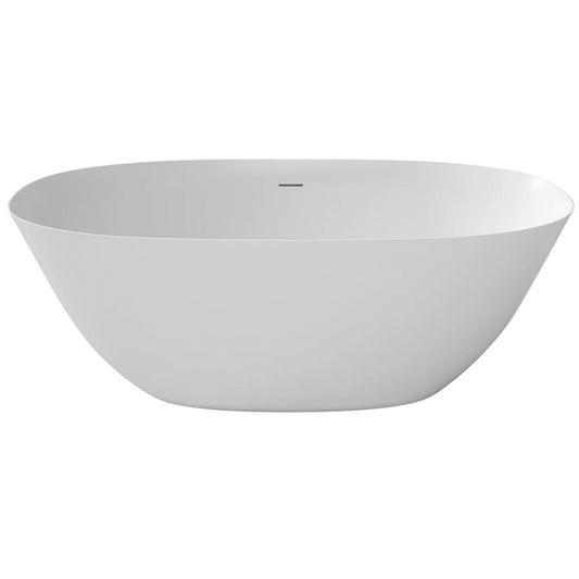 LaToscana Eco-Lapistone Treviso 63" White Satin Freestanding Solid Surface Soaking Bathtub