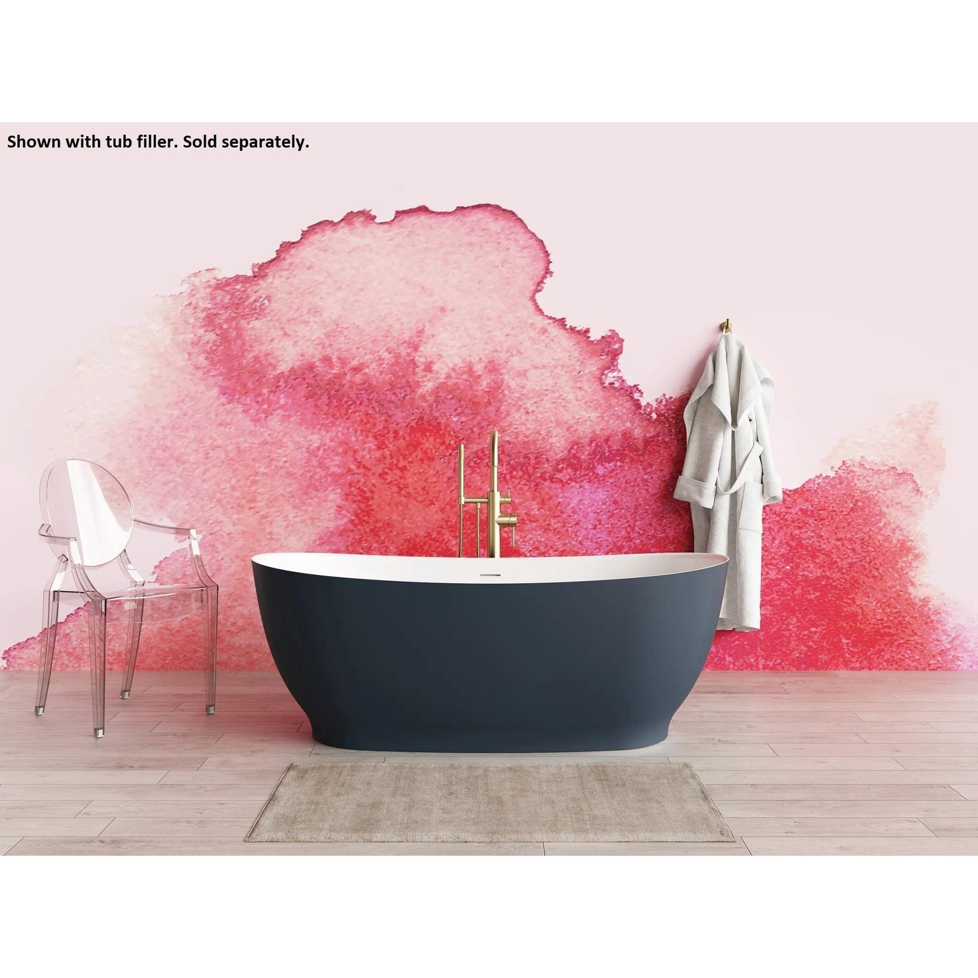 LaToscana Eco-Lapistone Vittoria 59" Midnight Blue Matte Freestanding Solid Surface Soaking Bathtub