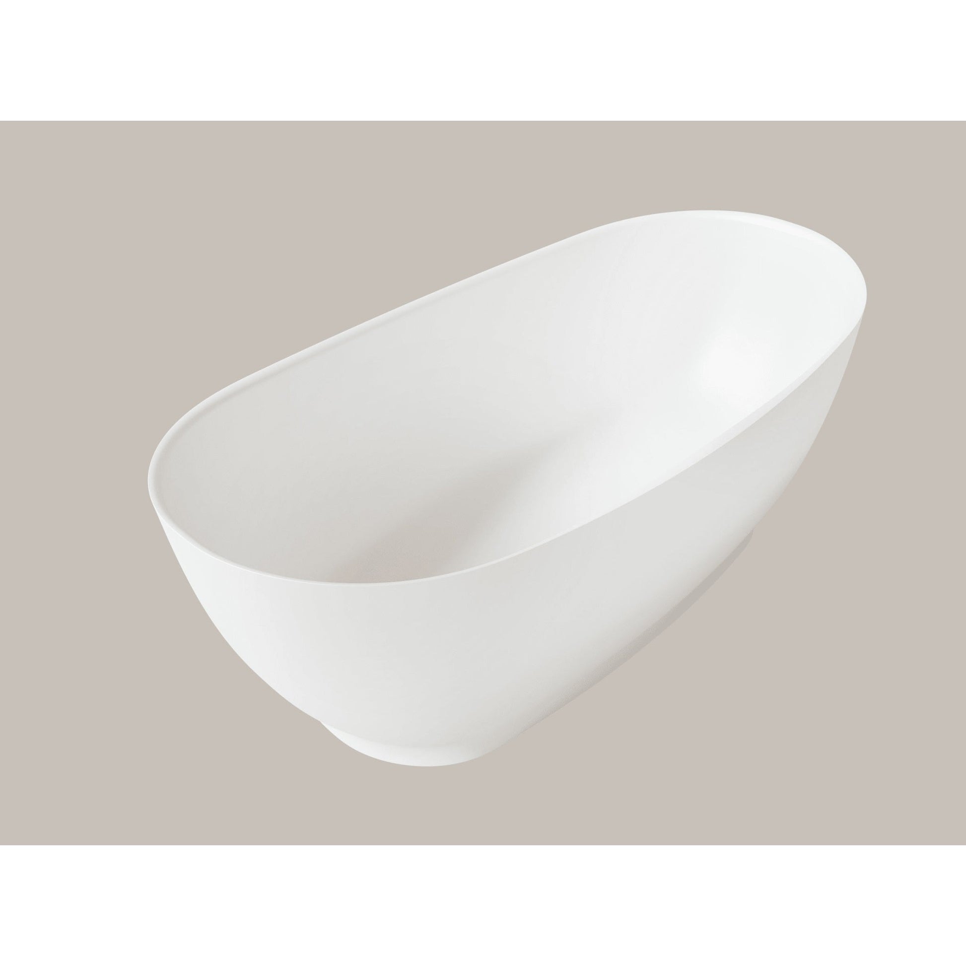 LaToscana Eco-Lapistone Vittoria 59" White Satin Freestanding Solid Surface Soaking Bathtub