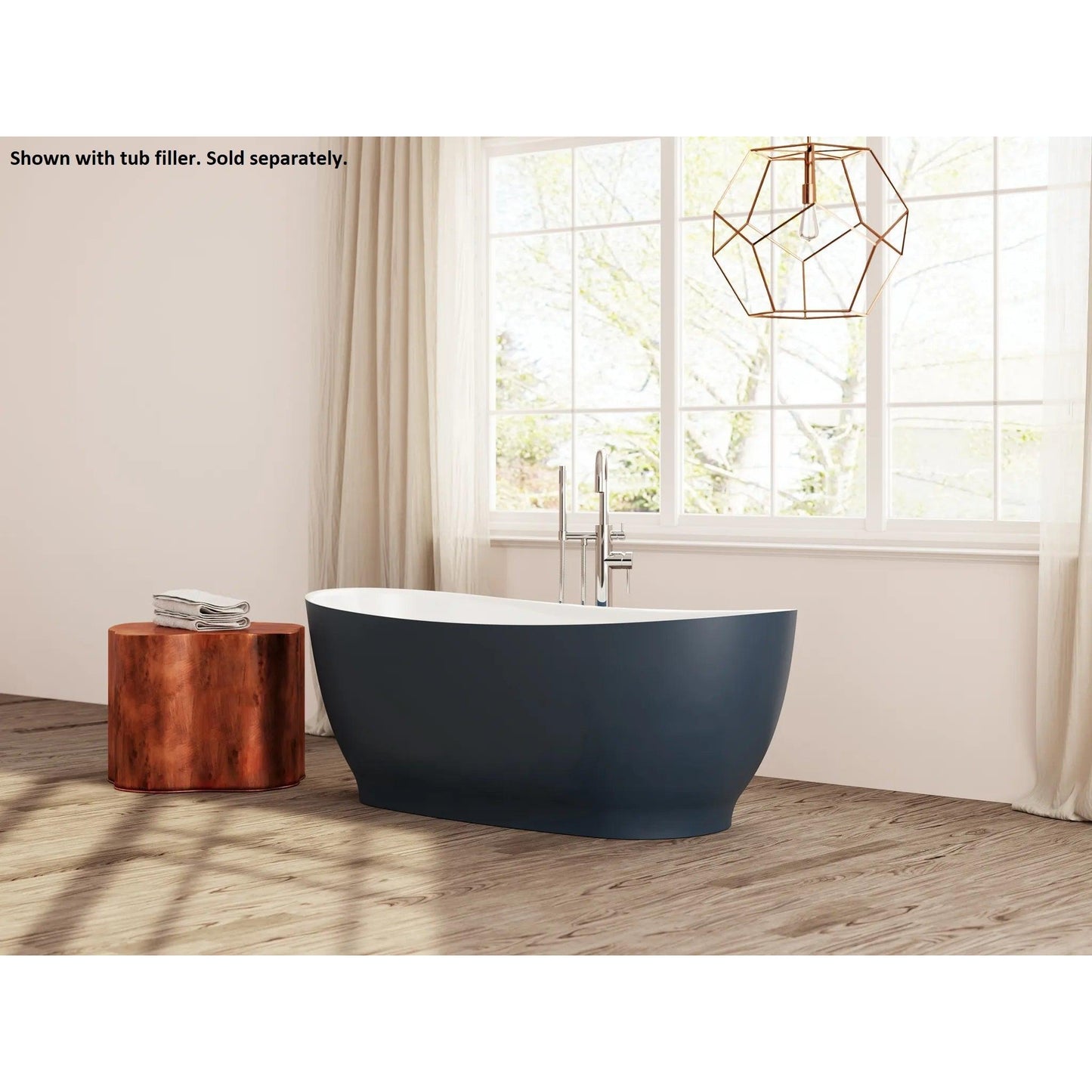 LaToscana Eco-Lapistone Vittoria 65" Midnight Blue Matte Freestanding Solid Surface Soaking Bathtub