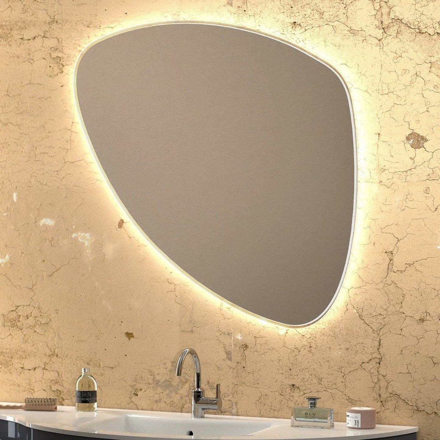 LaToscana Edmo 34" x 34" Modern Right Triangular Frameless Wall Mirror With LED