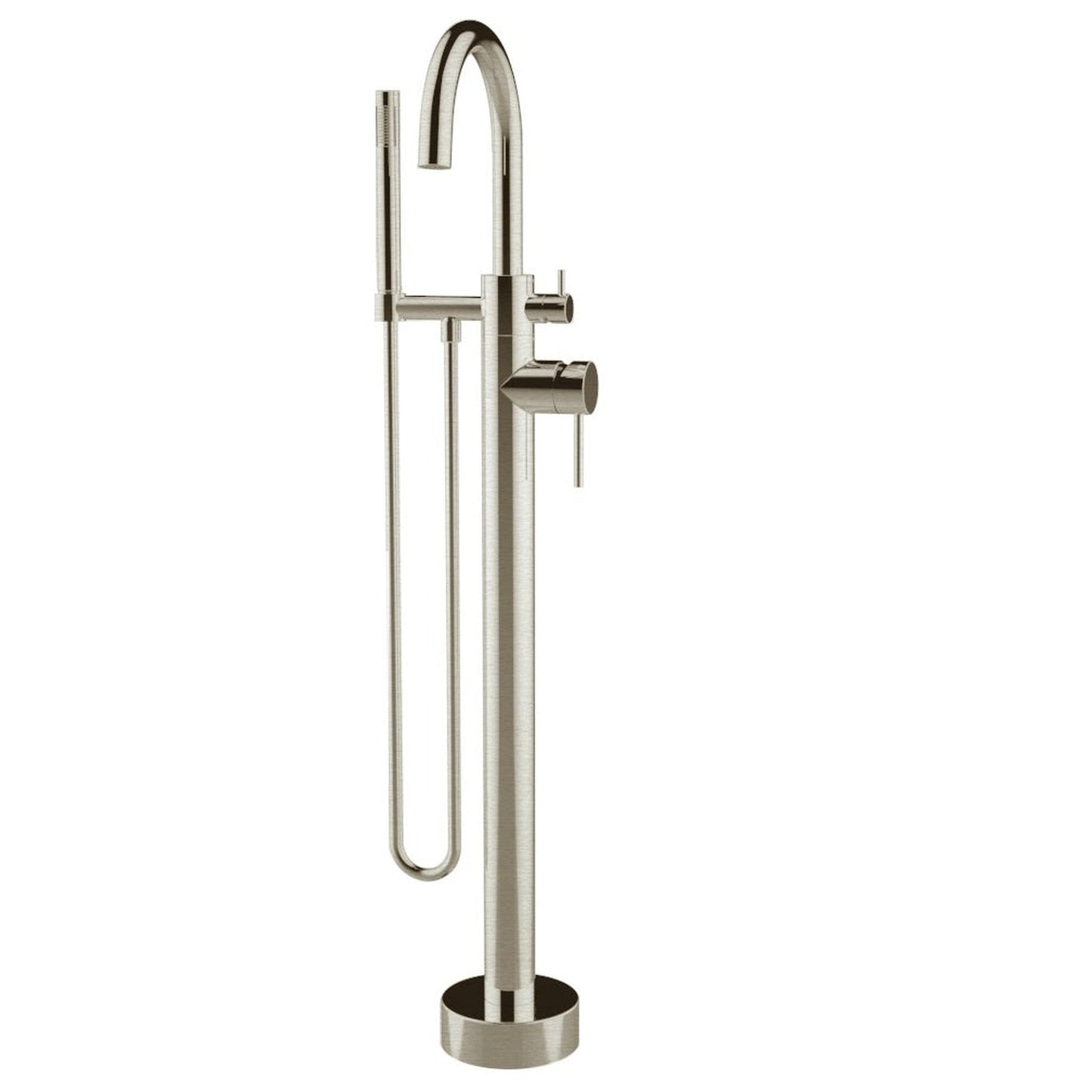 LaToscana Elba Brushed Nickel Floor-Mounted Freestanding Tub Filler With Handheld Shower