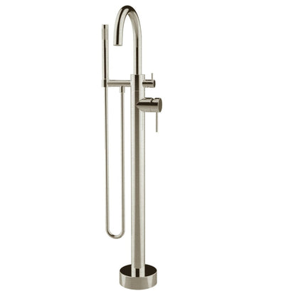 LaToscana Elba Brushed Nickel Floor-Mounted Freestanding Tub Filler With Handheld Shower