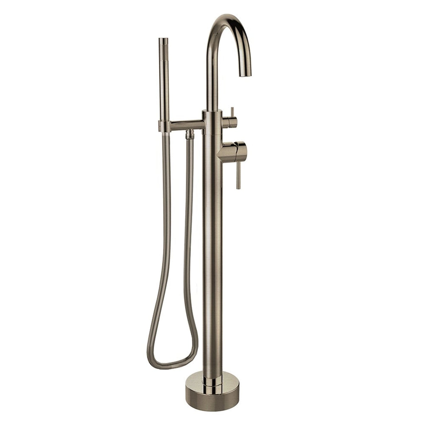 LaToscana Elba Brushed Nickel Floor-Mounted Freestanding Tub Filler With Handheld Shower