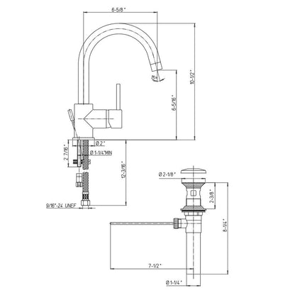 LaToscana Elba Brushed Nickel Side Single Lever Handle Lavatory Faucet