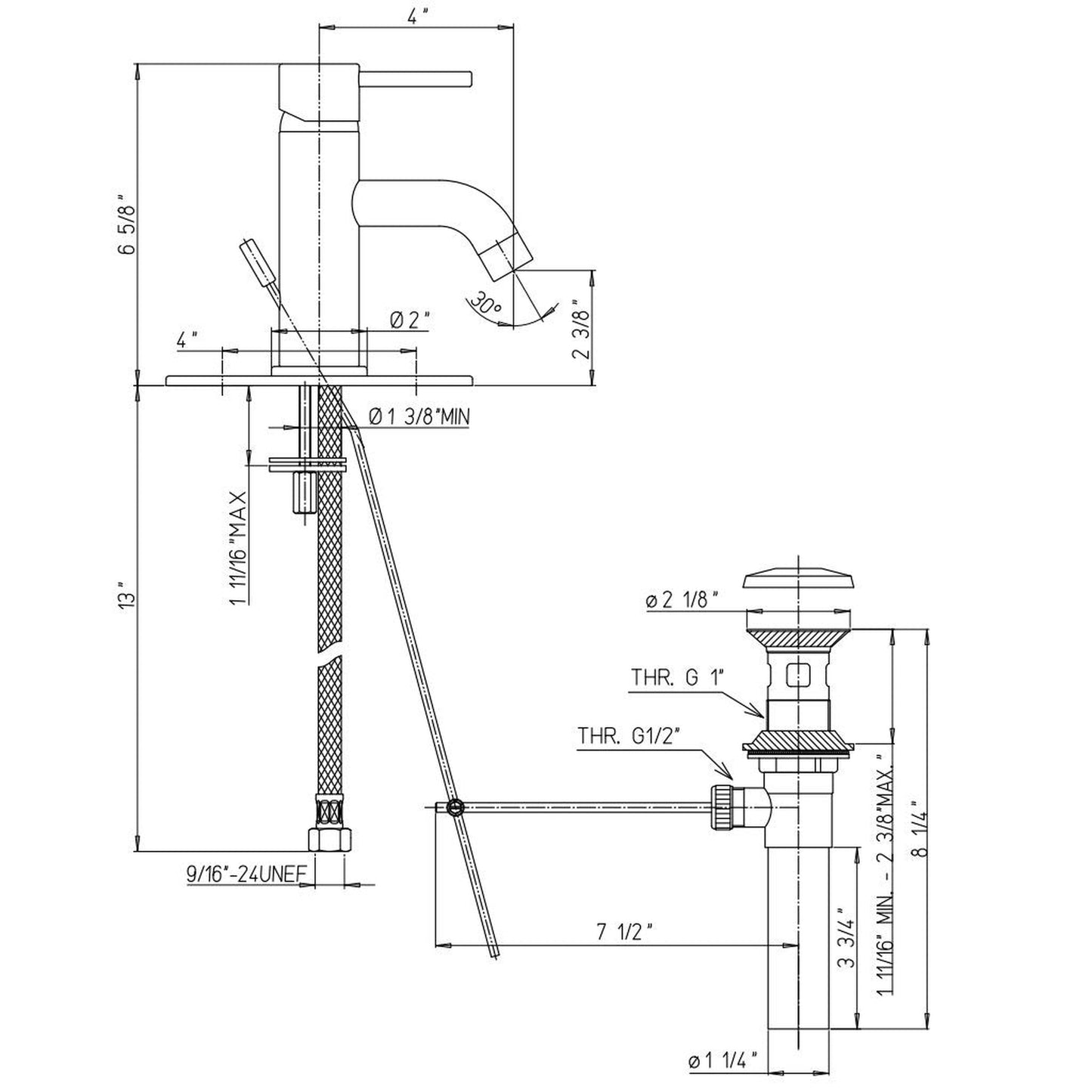 LaToscana Elba Brushed Nickel Single Lever Handle Lavatory Faucet