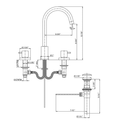 LaToscana Elba Chrome Widespread Lavatory Faucet With Lever Handles