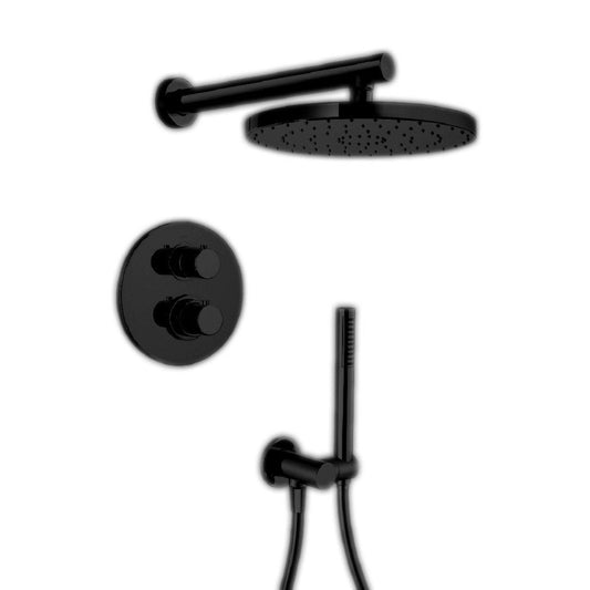LaToscana Elba Matt Black Thermostatic Shower Kit With Handheld Shower