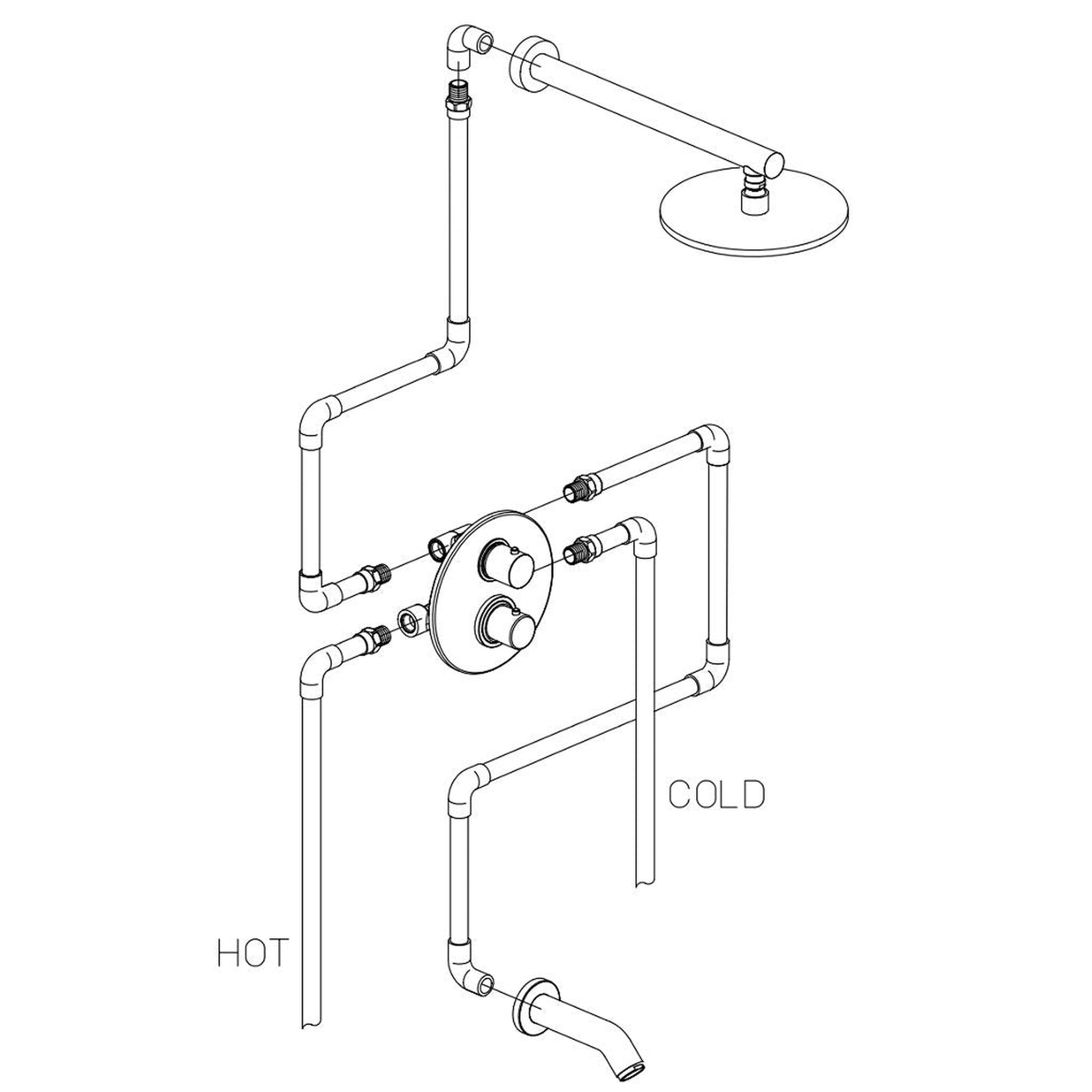 LaToscana Elba Matt Black Thermostatic Tub & Shower Kit