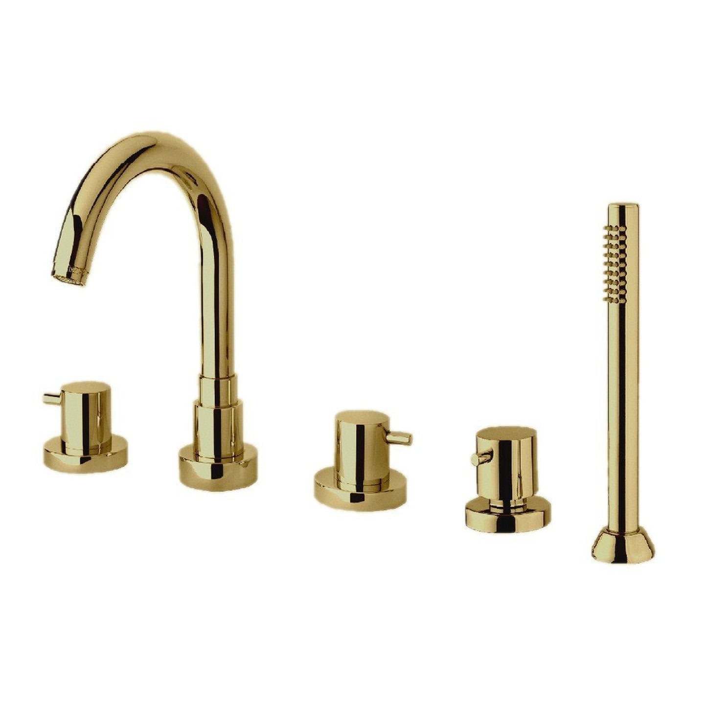 LaToscana Elba Matt Gold Roman Tub Faucet With Lever Handles, Diverter & Handheld Shower