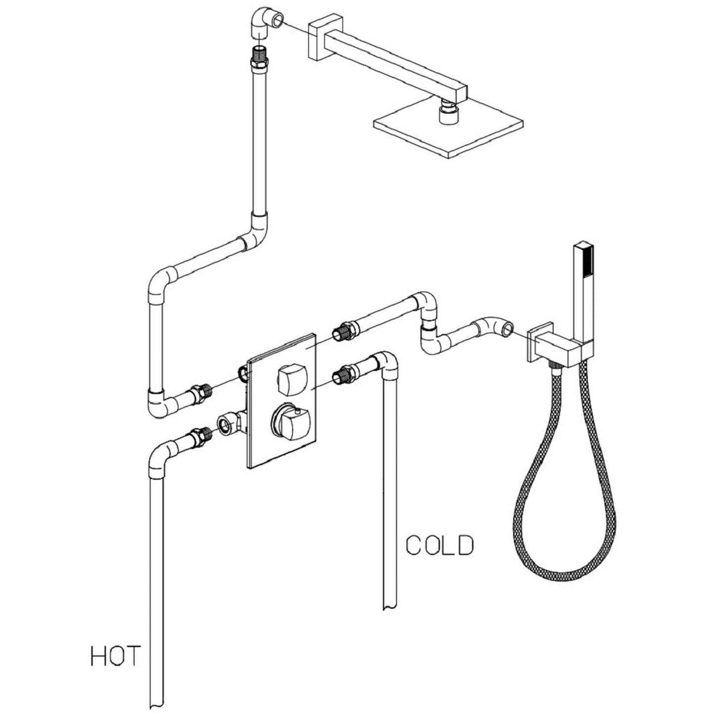 LaToscana Lady Brushed Nickel Thermostatic Shower Kit With Handheld Shower