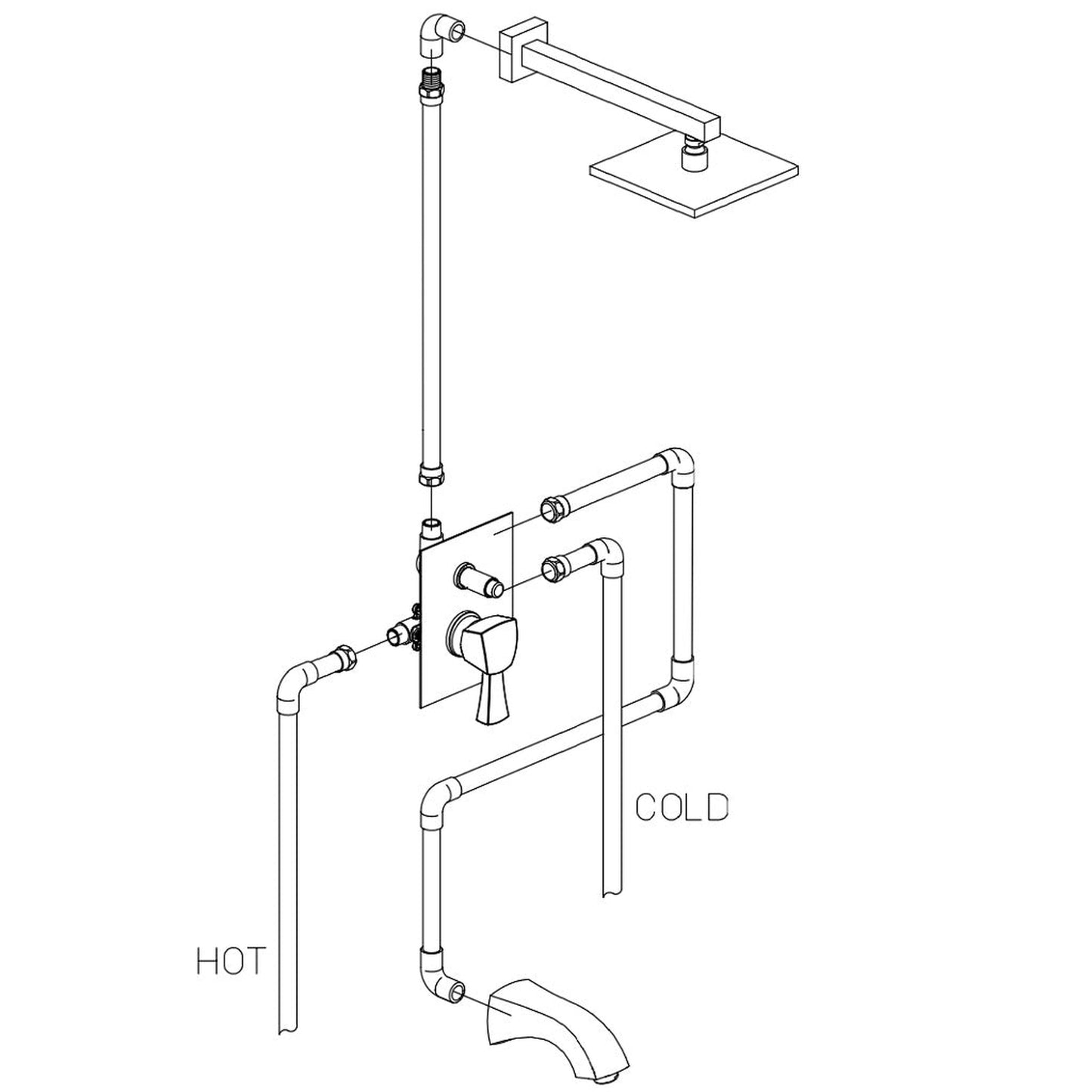 LaToscana Lady Chrome Pressure Balance Tub & Shower Kit