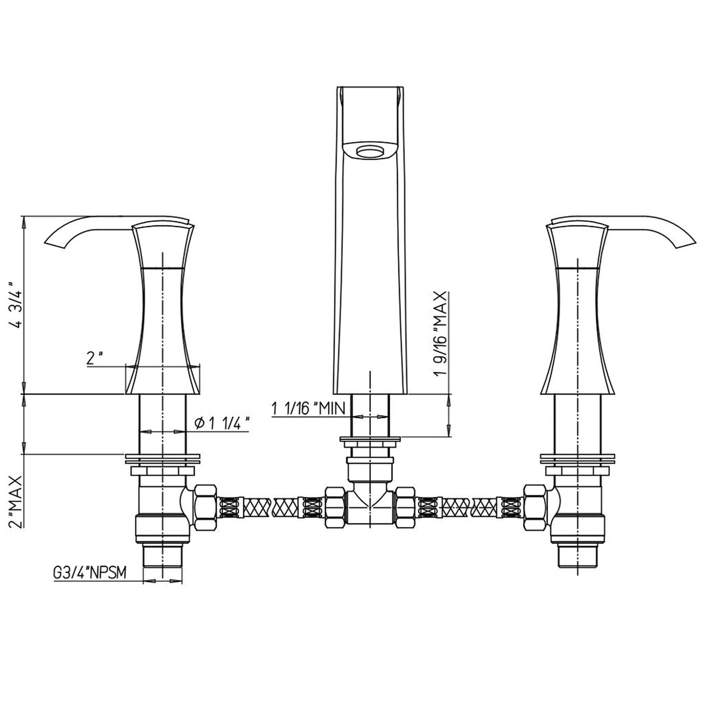 LaToscana Lady Chrome Roman Tub Faucet With Lever Handles