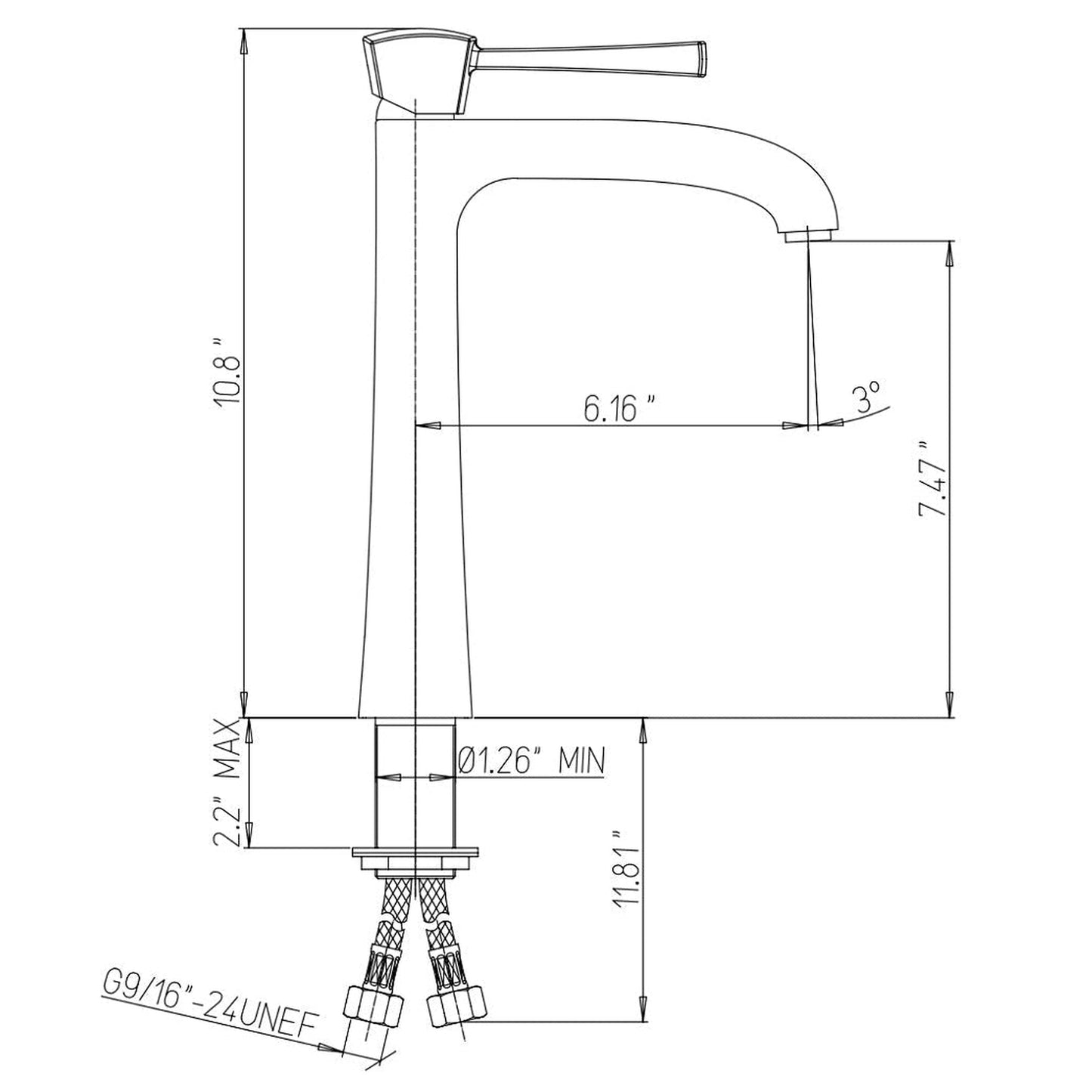 LaToscana Lady Chrome Tall Single Lever Handle Lavatory Vessel Faucet