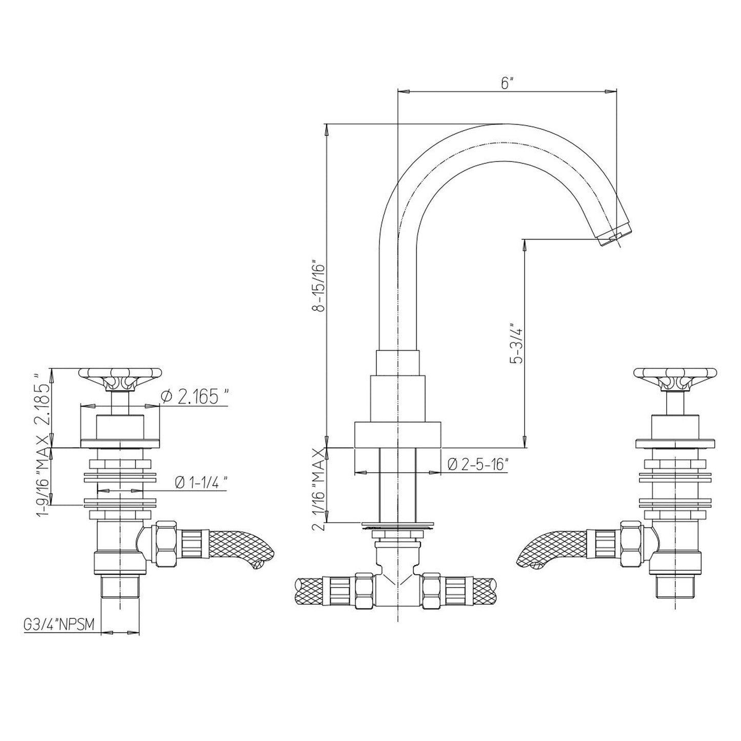 LaToscana Lucia Roman Tub Faucet With Wheel Handles
