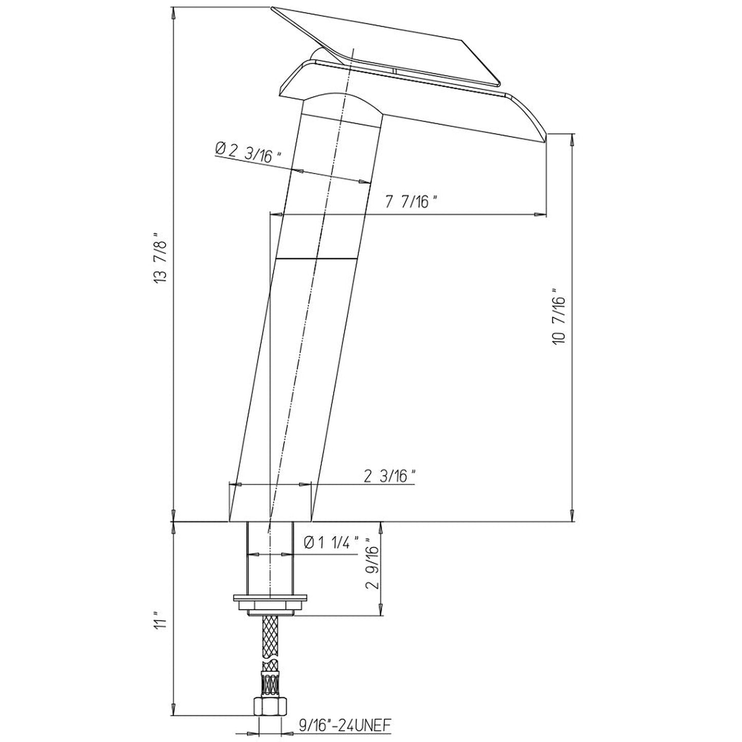 LaToscana Morgana Chrome Tall Single Handle Lavatory Vessel Faucet With Glass Spout