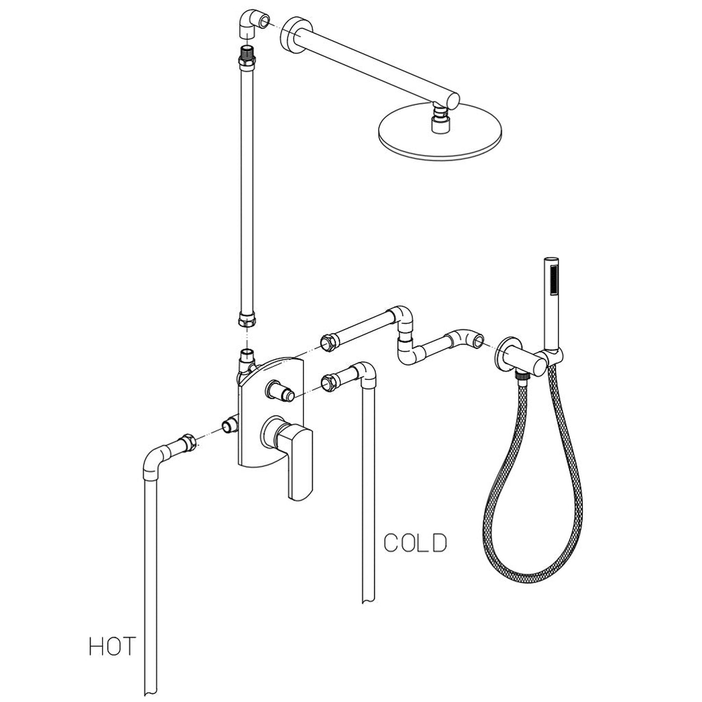 LaToscana Novello Brushed Nickel Pressure Balance Shower Kit With Handheld Shower