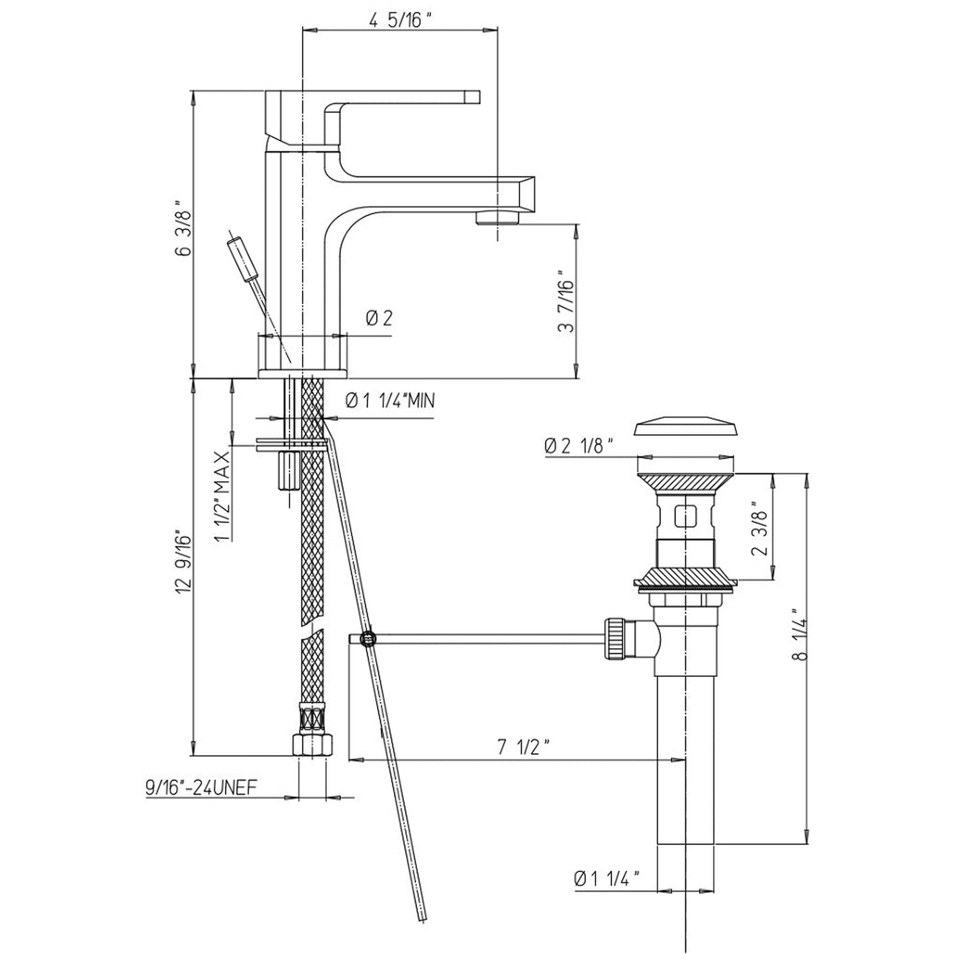 LaToscana Novello Brushed Nickel Single Lever Handle Lavatory Faucet