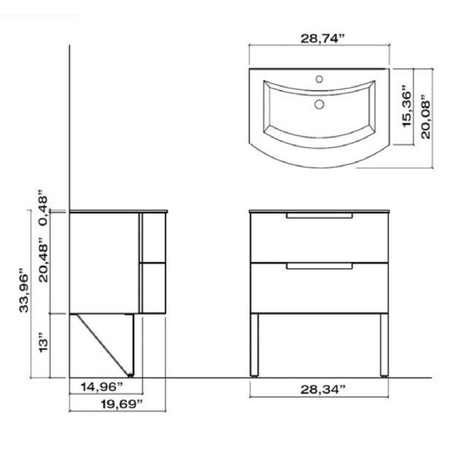 LaToscana Oasi 29" Sand Wall-Mounted Vanity