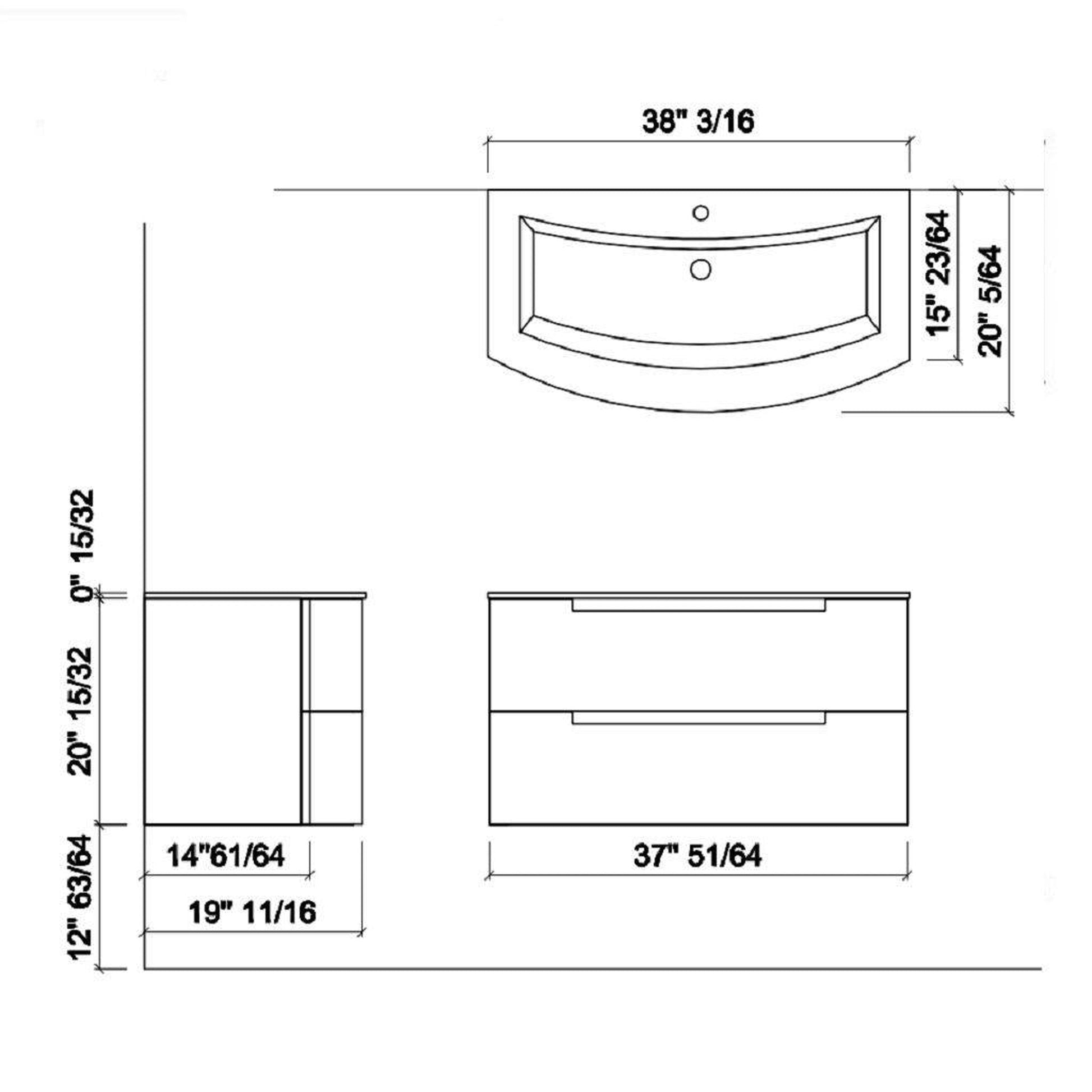 LaToscana Oasi 39" Black Wall-Mounted Vanity