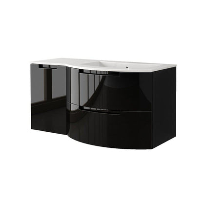 LaToscana Oasi 43" Black Wall-Mounted Vanity Set With Left Side Cabinet