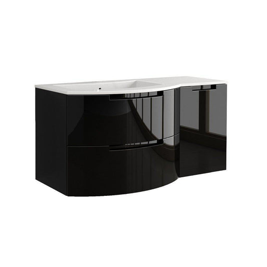 LaToscana Oasi 43" Black Wall-Mounted Vanity Set With Right Side Cabinet