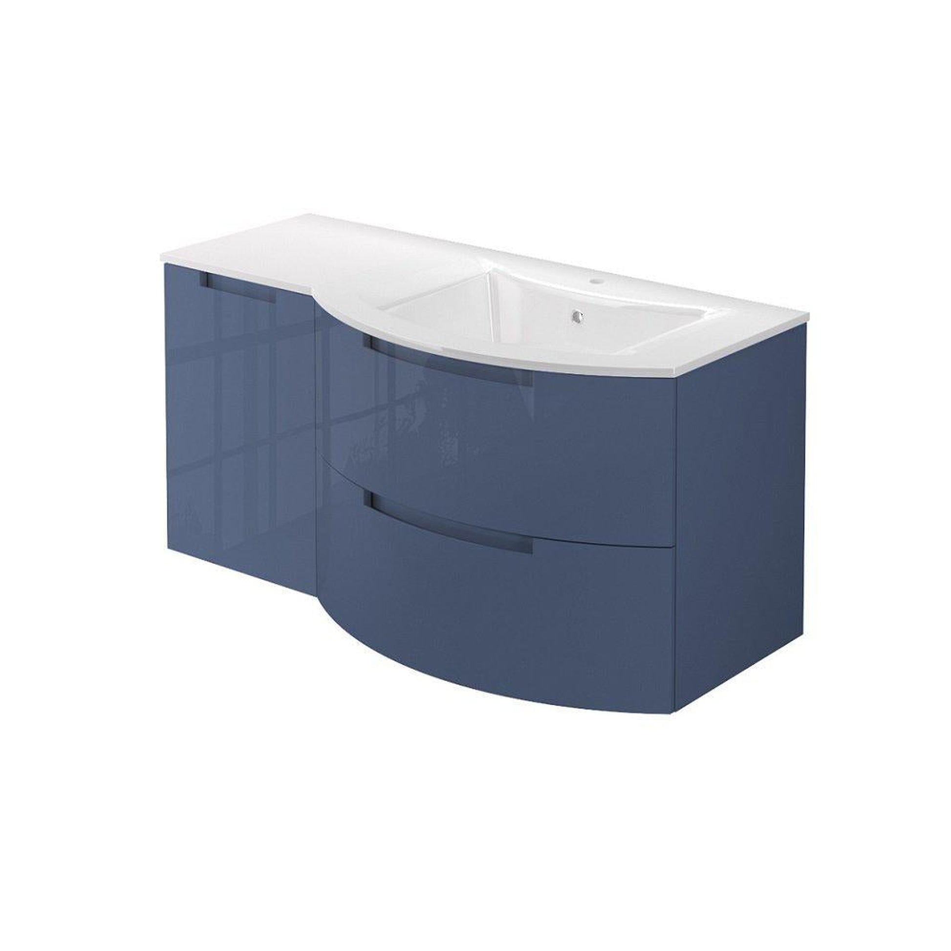 LaToscana Oasi 43" Blue Distante Wall-Mounted Vanity Set With Left Side Cabinet