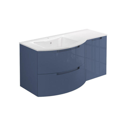 LaToscana Oasi 43" Blue Distante Wall-Mounted Vanity Set With Right Side Cabinet