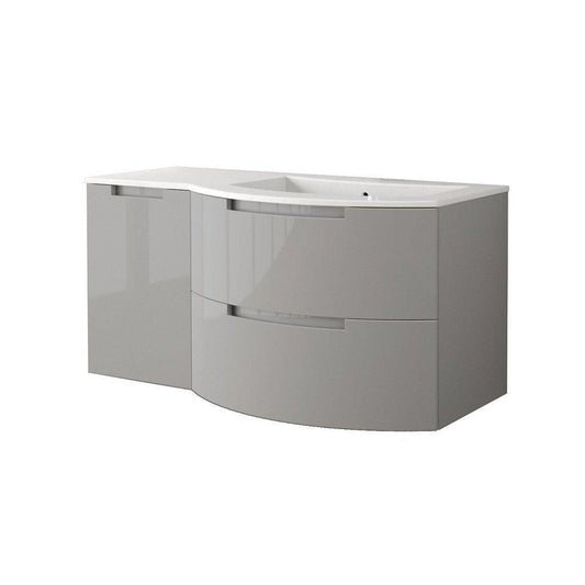 LaToscana Oasi 43" Gray Wall-Mounted Vanity Set With Left Side Cabinet