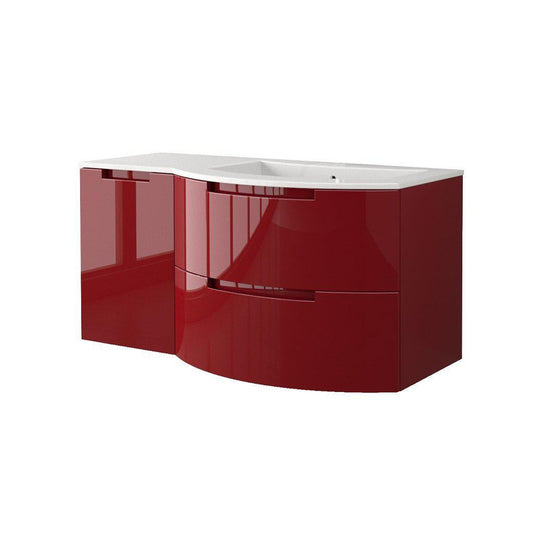 LaToscana Oasi 43" Red Wall-Mounted Vanity Set With Left Side Cabinet