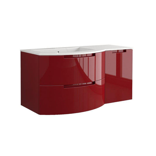 LaToscana Oasi 43" Red Wall-Mounted Vanity Set With Right Side Cabinet