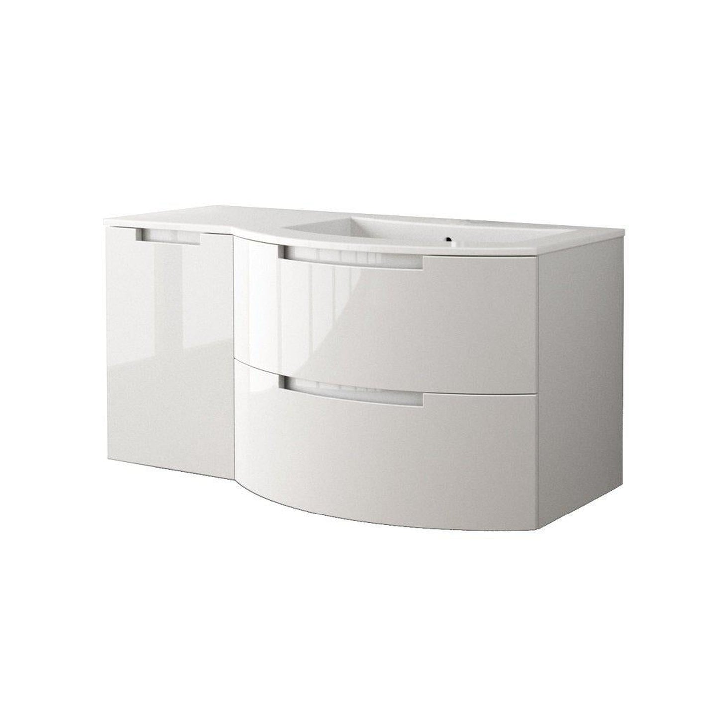 LaToscana Oasi 43" White Wall-Mounted Vanity Set With Left Side Cabinet