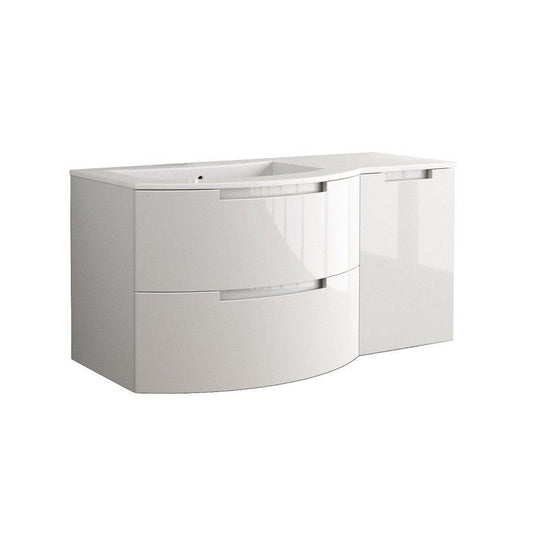 LaToscana Oasi 43" White Wall-Mounted Vanity Set With Right Side Cabinet