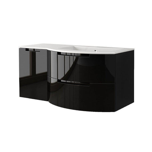 LaToscana Oasi 53" Black Wall-Mounted Vanity Set With Left Side Cabinet