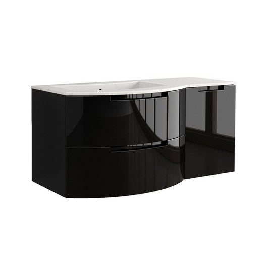 LaToscana Oasi 53" Black Wall-Mounted Vanity Set With Right Side Cabinet