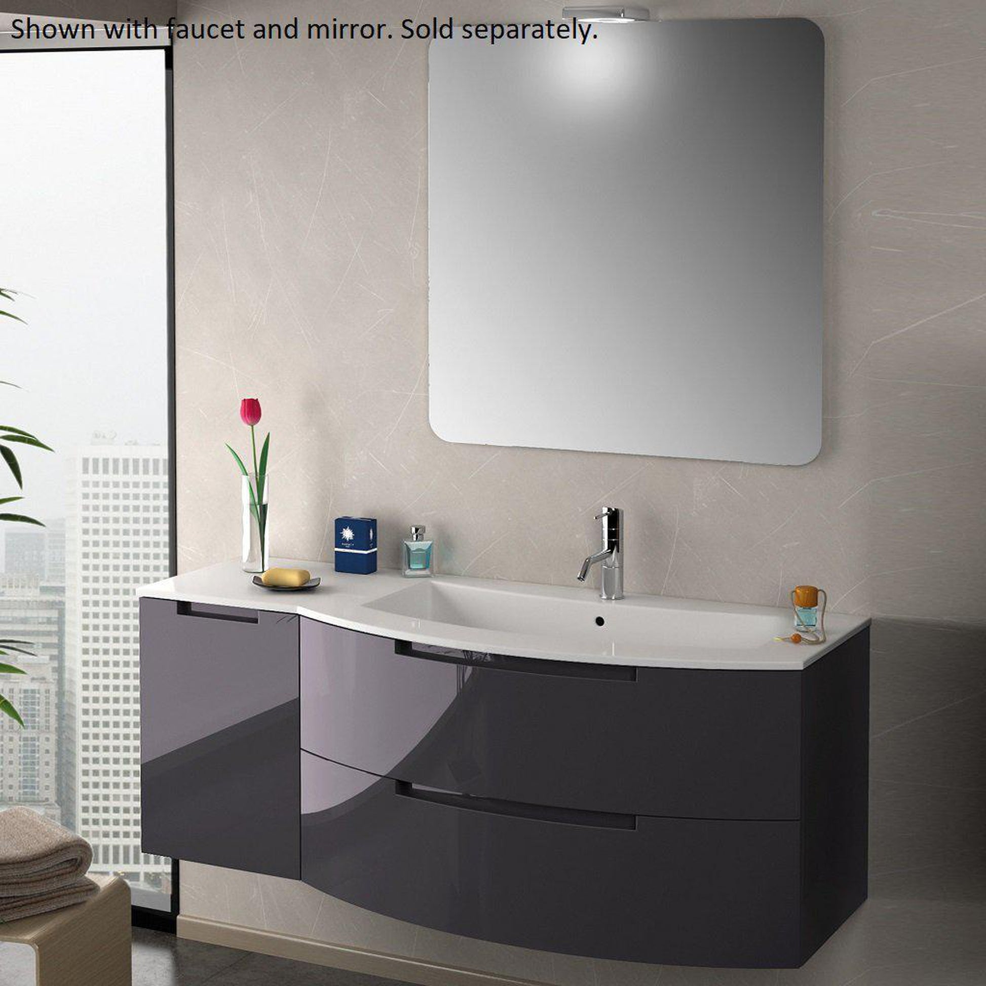 LaToscana Oasi 53" Gray Wall-Mounted Vanity Set With Left Side Cabinet