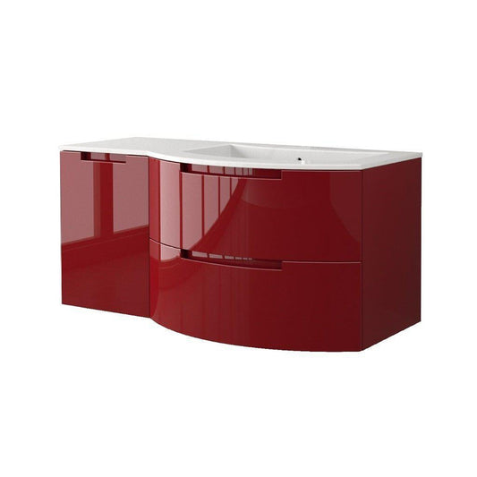 LaToscana Oasi 53" Red Wall-Mounted Vanity Set With Left Side Cabinet