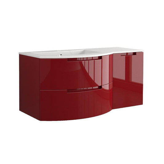 LaToscana Oasi 53" Red Wall-Mounted Vanity Set With Right Side Cabinet