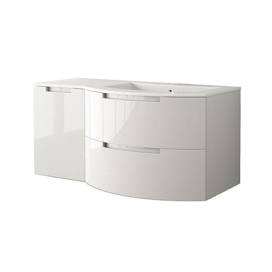 LaToscana Oasi 53" White Wall-Mounted Vanity Set With Left Side Cabinet