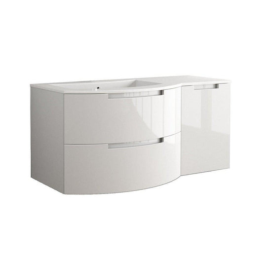 LaToscana Oasi 53" White Wall-Mounted Vanity Set With Right Side Cabinet