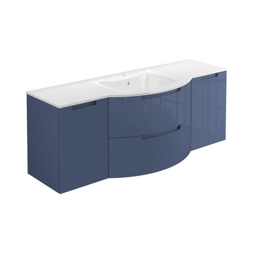 LaToscana Oasi 57" Blue Distante Wall-Mounted Vanity Set With Left & Right Side Cabinets