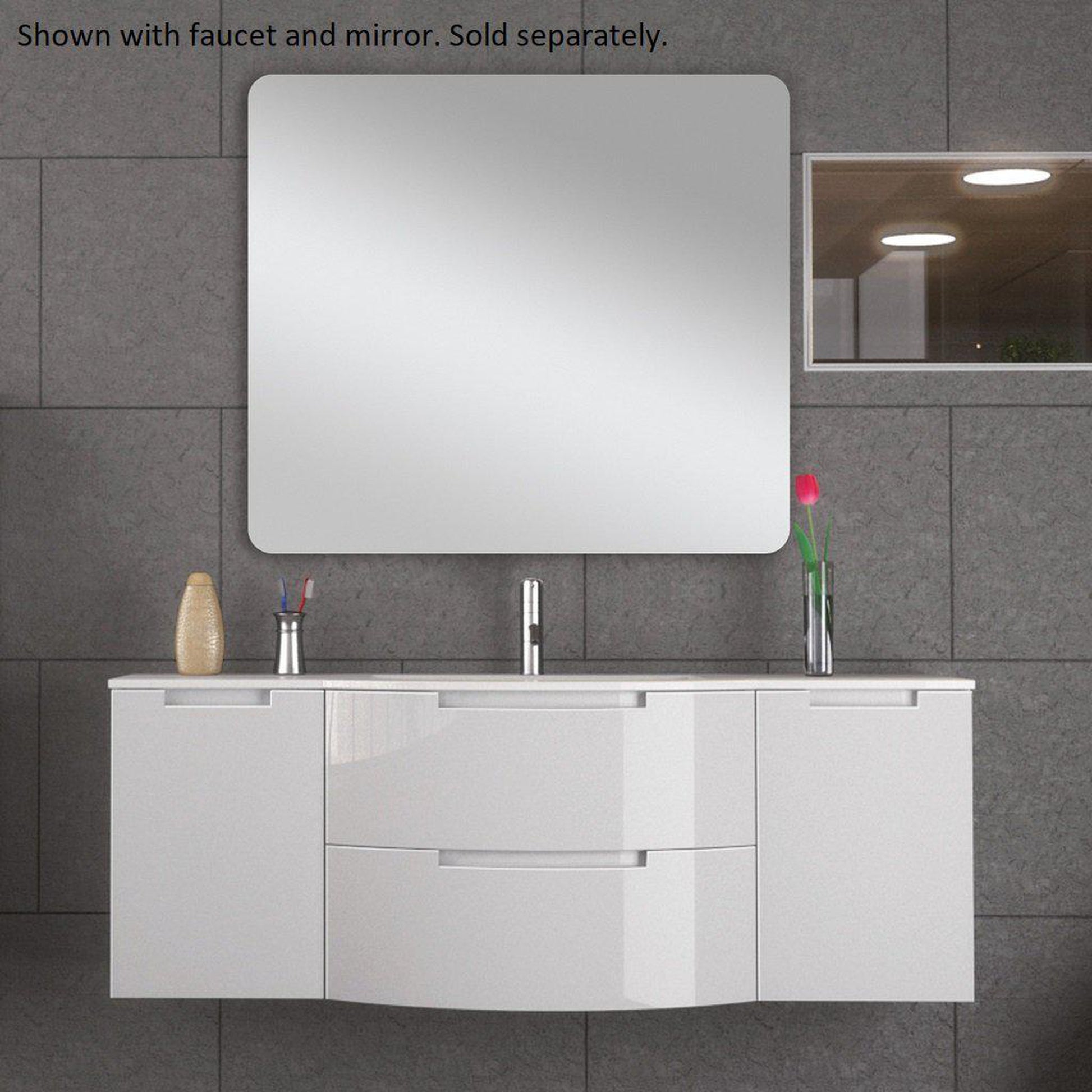 LaToscana Oasi 57" Gray Wall-Mounted Vanity Set With Left & Right Side Cabinets