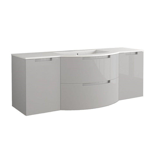 LaToscana Oasi 57" Gray Wall-Mounted Vanity Set With Left & Right Side Cabinets