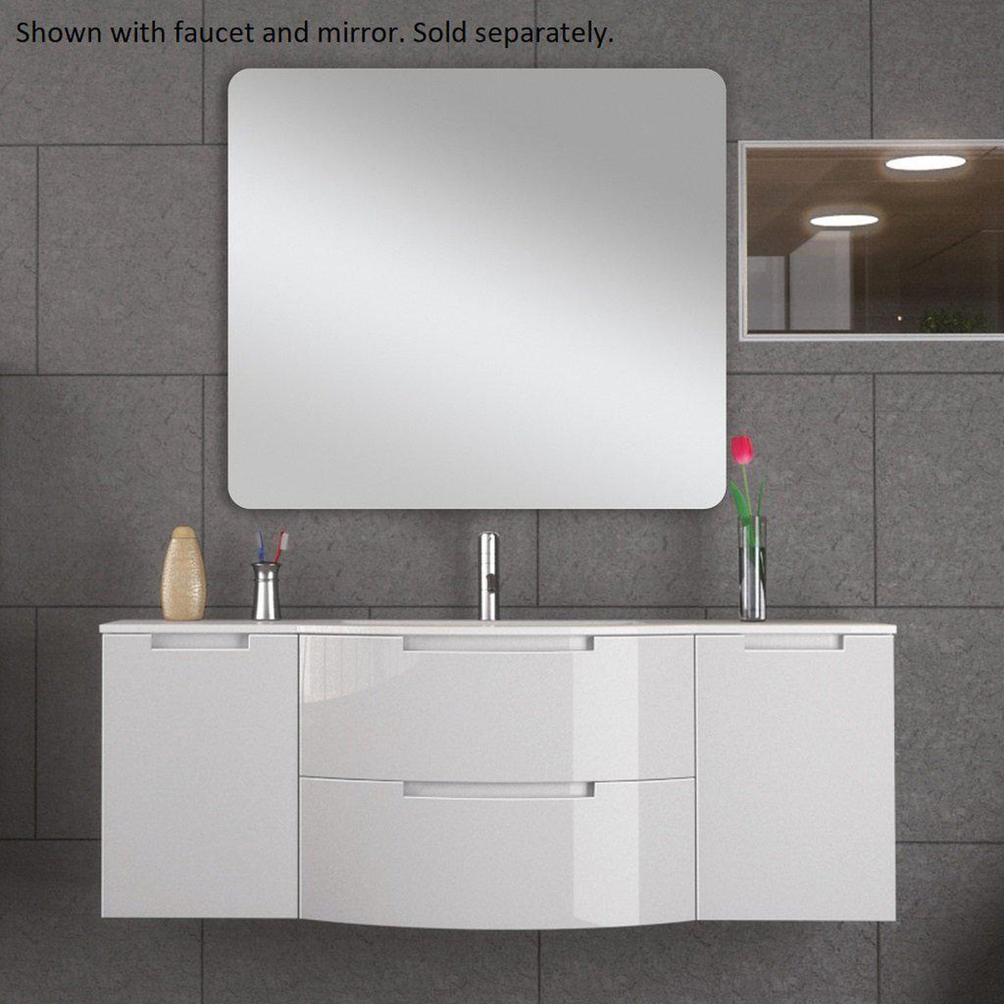 LaToscana Oasi 57" Sand Wall-Mounted Vanity Set With Left & Right Side Cabinets