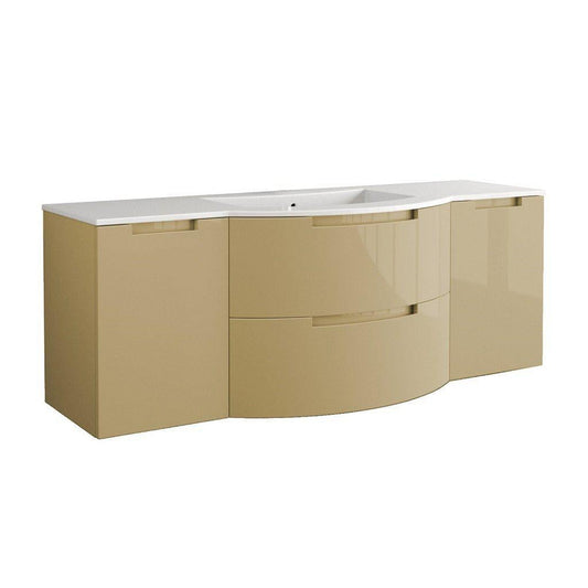 LaToscana Oasi 57" Sand Wall-Mounted Vanity Set With Left & Right Side Cabinets
